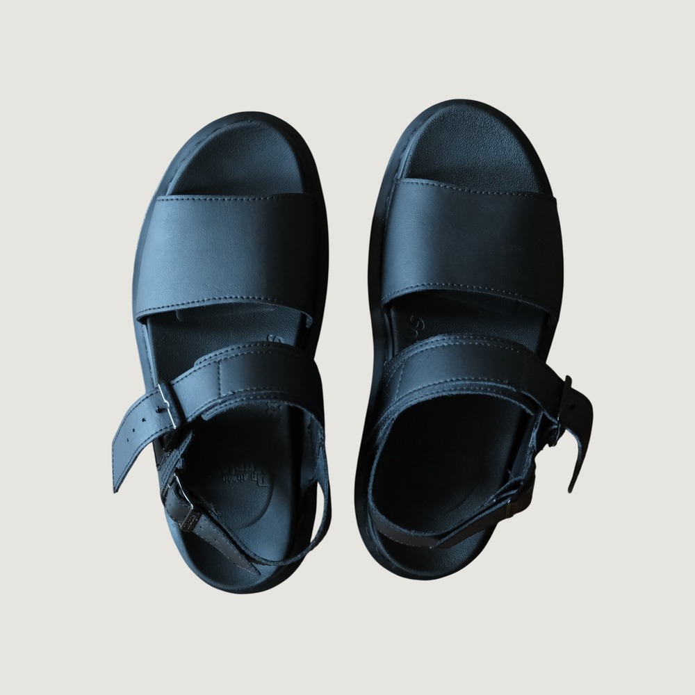 Dr. Martens Voss Sandals Black Leather Platform Buckle Strap Womens Size 7 Goth
